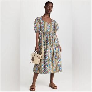 Mille Maja Midi Floral Dress Alain Stripe Size XS